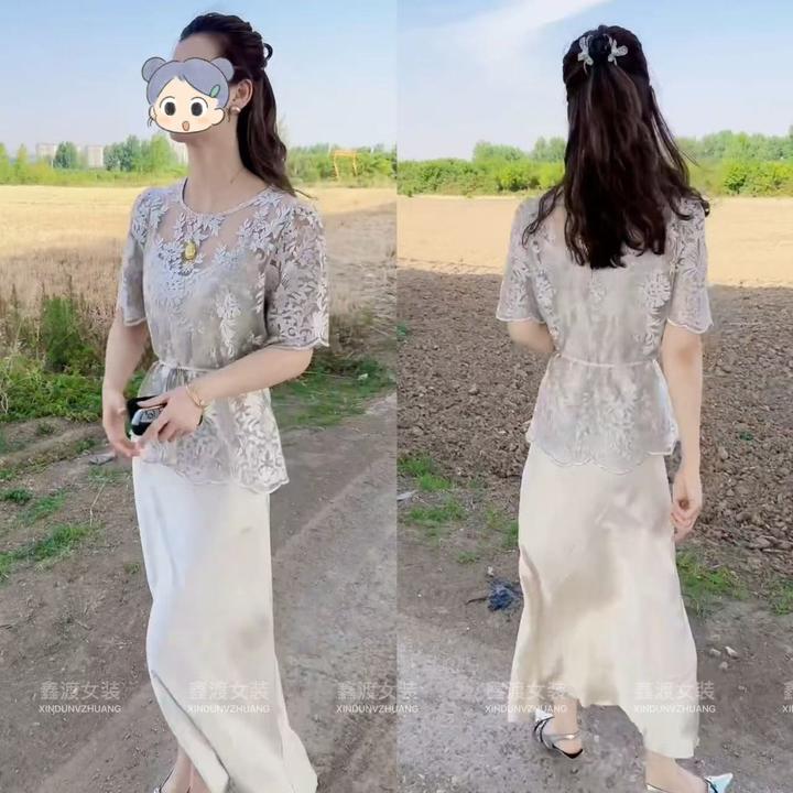 2025夏季新款时尚显瘦气质女士网红洋气两件套百搭款D5975