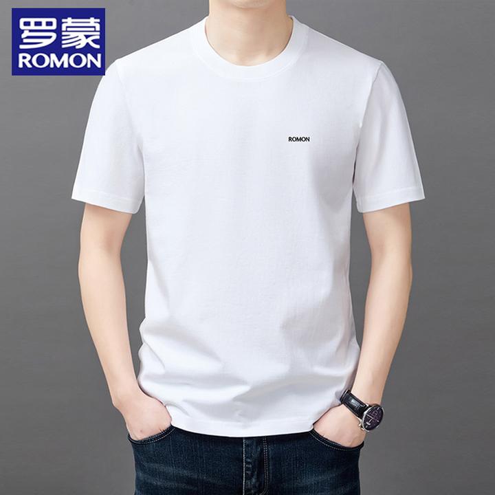 罗蒙品牌男士短袖T恤新款简约爆款圆领上衣透气体恤汗衫潮流小衫