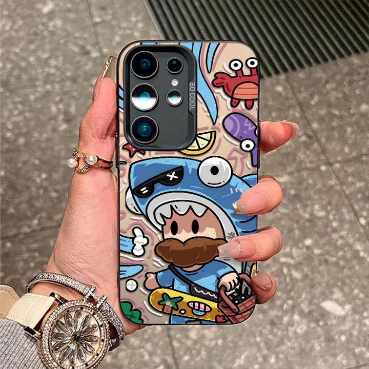 鲨鱼大叔适用三星s30手机壳s25新款s24磨砂彩银S23fe防摔s22外壳