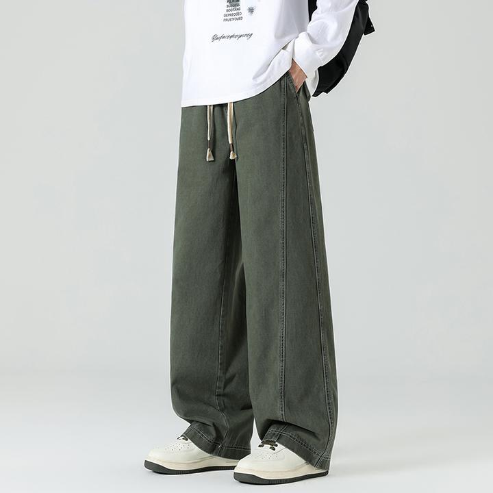 男士纯棉直筒休闲裤2025秋季新款美式潮牌复古宽松百搭阔腿工装裤