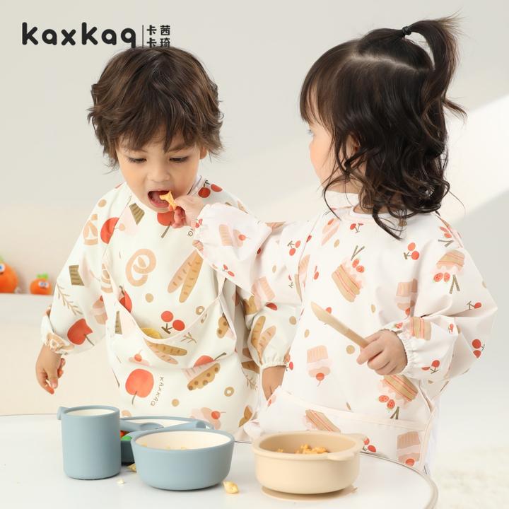 卡茜卡琦宝宝罩衣儿童吃饭围兜饭兜秋冬防水防脏长袖男女宝薄款