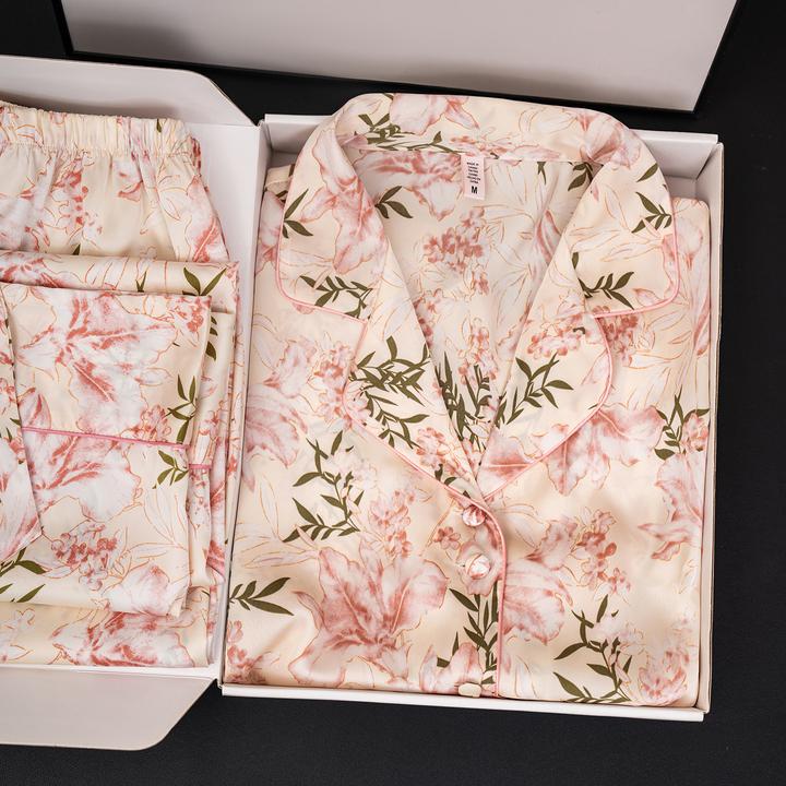 达芬奇密码2025欧若风睡衣印花水仙花春夏薄款宽松女家居套装