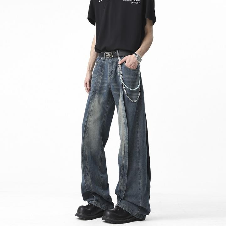 美式高街潮牌cleanfit小众设计感牛仔裤男女同款秋季水洗复古裤子