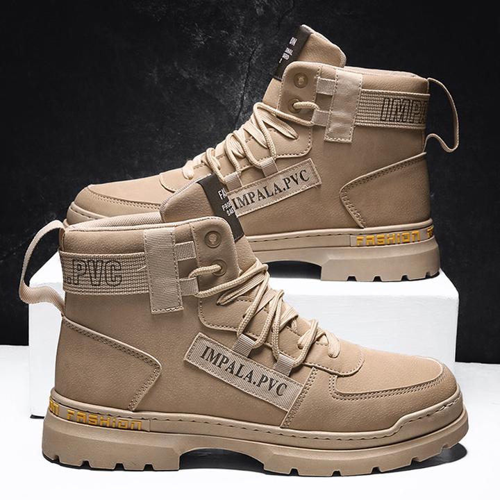 【七夕礼物】新款高帮增高男鞋运动休闲工装靴复古纯色马丁靴工作鞋