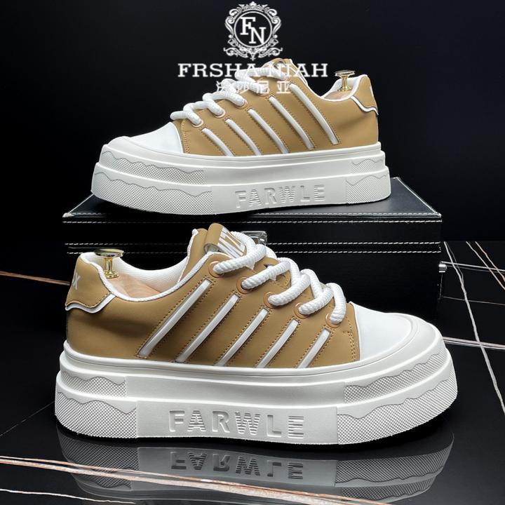 法莎尼亚拼色板鞋男款2025秋冬季新款小众原创内增高松糕鞋潮牌鞋