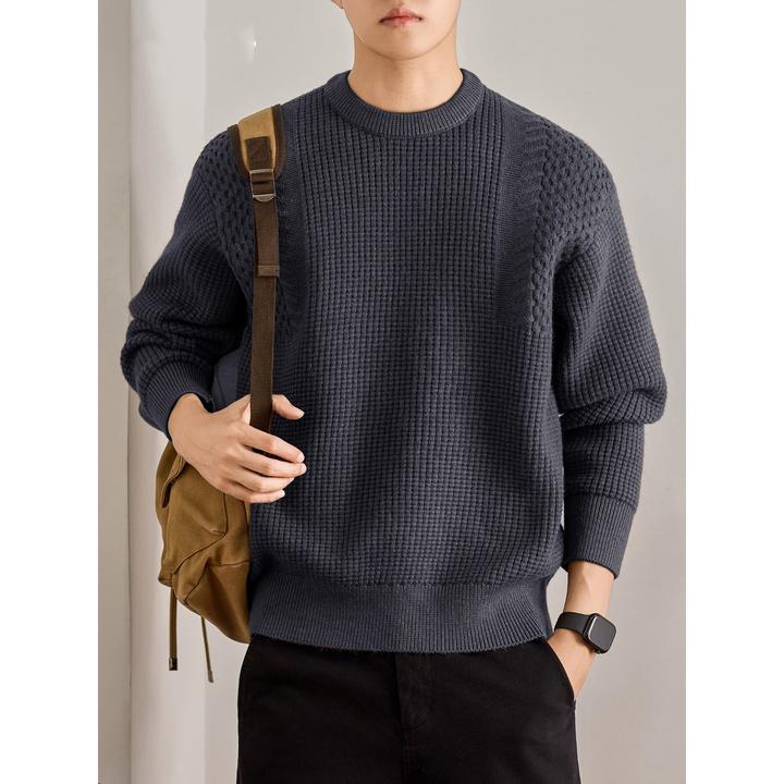 MR.MUDI/穆迪先生美式绞花纹理毛衣男士秋冬季加厚保暖内搭针织衫