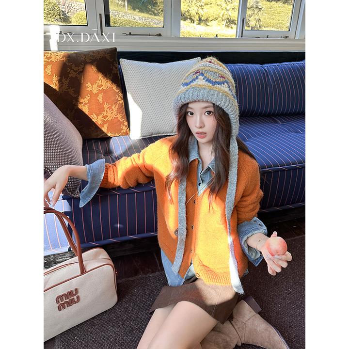 代大喜【霓虹小调】慵懒风长袖针织开衫女2025秋季新款时尚百搭外套