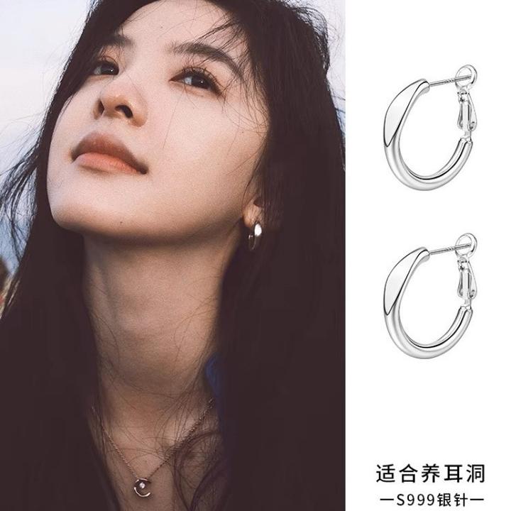 铜合金耳饰 S925银针圆圈耳环耳钉简约小众时尚素圈耳扣耳饰004