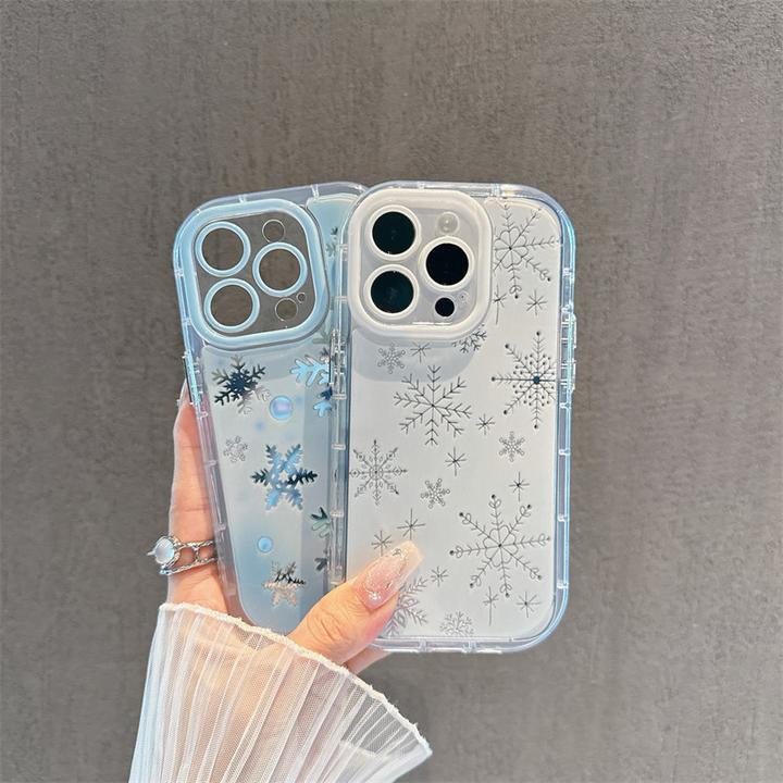 镜面雪花适用苹果15手机壳（华为oppo小米vivo）iphone13/14pro女款