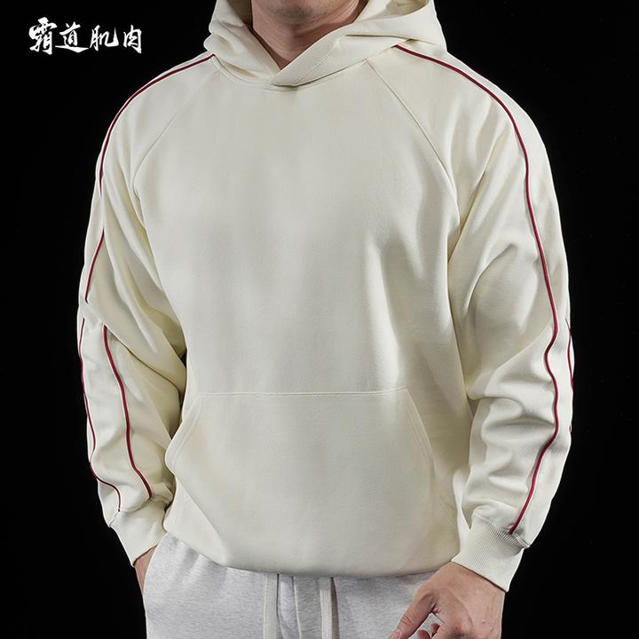 霸道肌肉秋冬男女连帽卫衣宽松运动套头外套保暖休闲简约条纹上衣