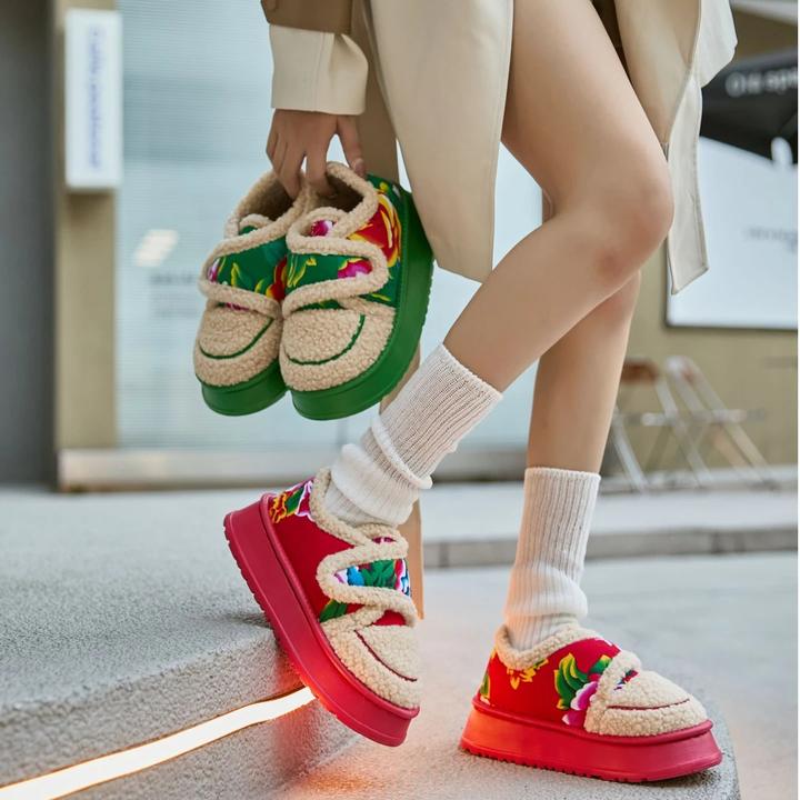 魔术贴包跟棉拖鞋女冬季北方室内居家防滑羊羔绒保暖加绒棉鞋外穿