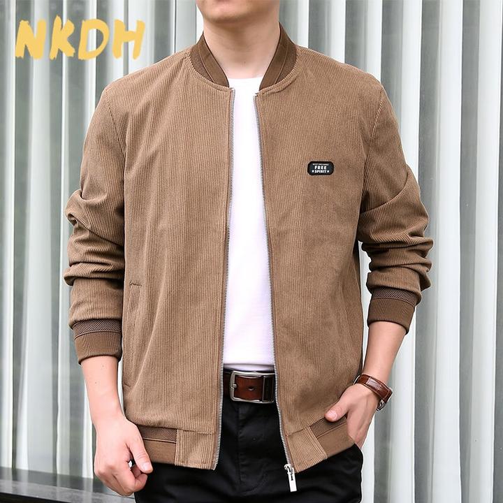 NKDH品牌立领夹克男新款春秋冬季灯芯绒中青年休闲户外防风外套