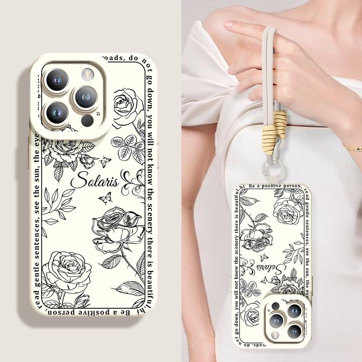 素描花朵适用苹果16promax手机壳iPhone15pro轻奢14p小众复古plus