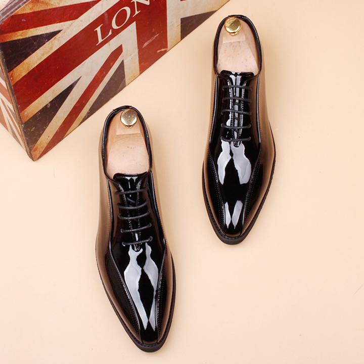 ICCLEK2025新款英伦尖头皮鞋男商务婚鞋内增高西装德比鞋亮面男