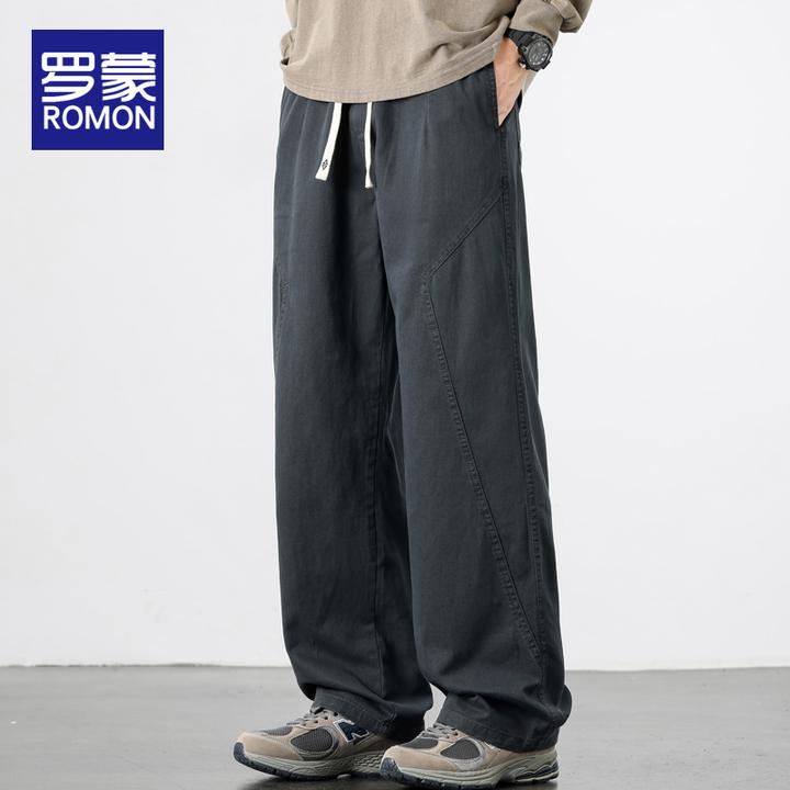 罗蒙美式纯棉工装裤子男款宽松直筒2025新款秋冬季潮牌男士休闲裤