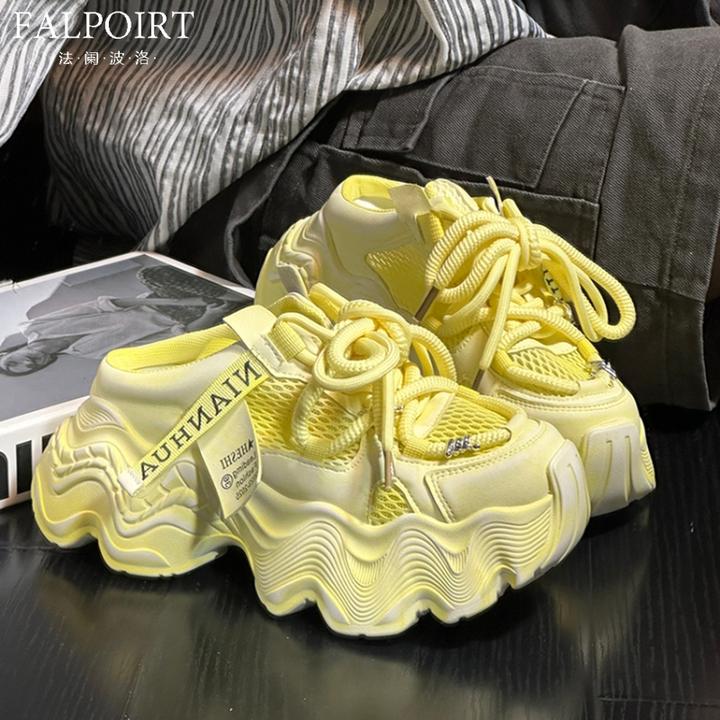 FALPOIRT厚底增高包头半拖鞋女2025新款时尚休闲老爹潮鞋网面透气