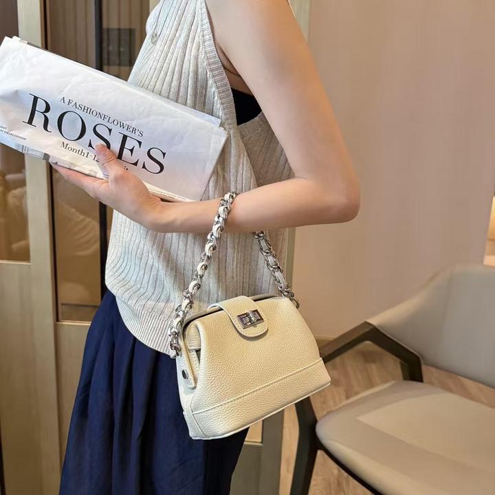 头层牛皮包包女款医生包女式2025新款高端大气真皮链条斜挎盒子包