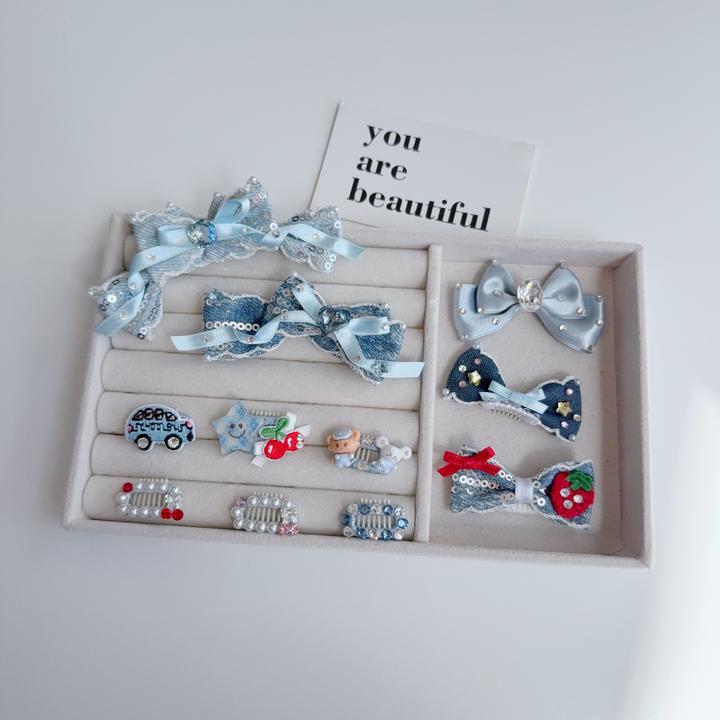 宠物发夹 牛仔蓝色系碎毛夹约克夏马尔济斯狗狗夹子