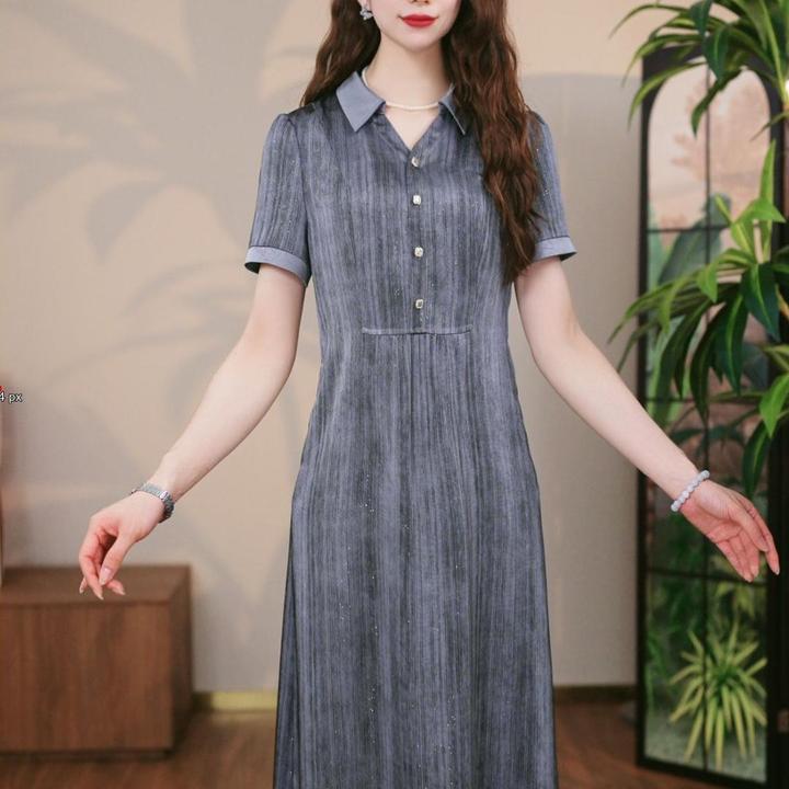 2025款桑蚕丝裙子女夏季气质新款连衣裙真丝显瘦国风中式洋气
