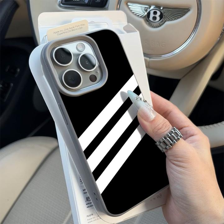 条纹斜方适用苹果16p/15手机壳iPhone14promax13荔枝纹12防摔11软
