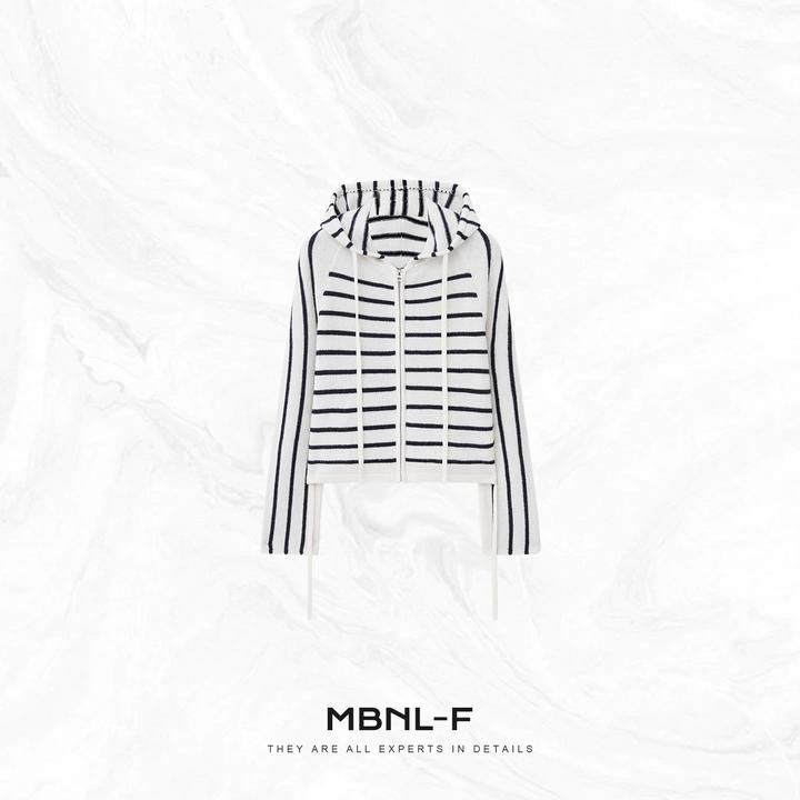 MBNL-F "范斯开衫" 100%羊毛定纺条纹洋气感开衫 秦磊XM-XMY2581