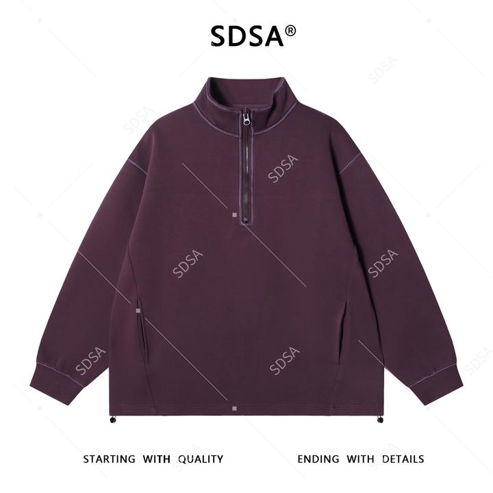 SDSA男士秋冬新款痞帅男装纯色半拉链立领卫衣下摆松紧设计百搭