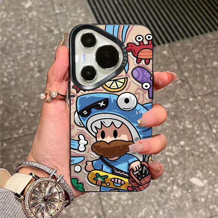 鲨鱼大叔适用于华为pura80手机壳p70新款p60磨砂彩银50防摔40外壳