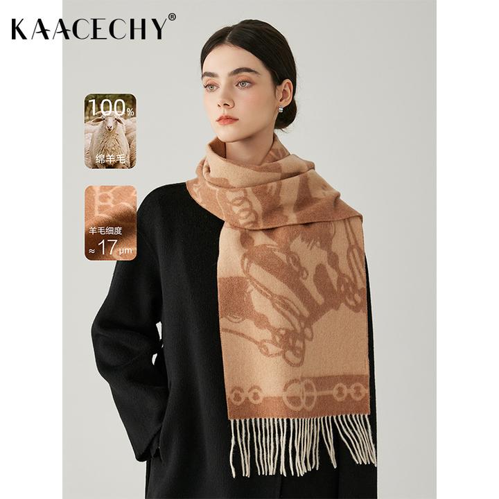 英伦风羊毛护颈围巾女款爆款2025新款美拉德复古提花保暖披肩围脖