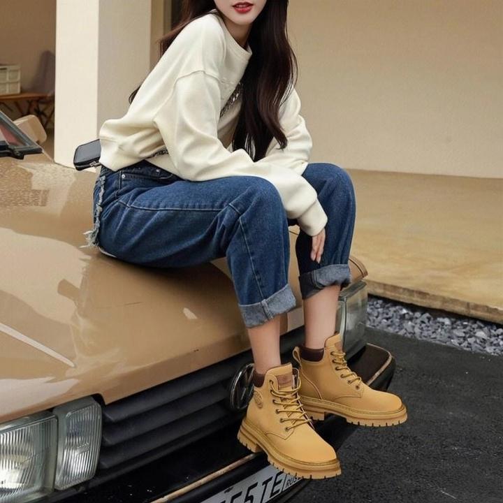 款靴子大黄蜂小个子内增高马丁靴女鞋2025英伦风机车靴短靴大黄靴