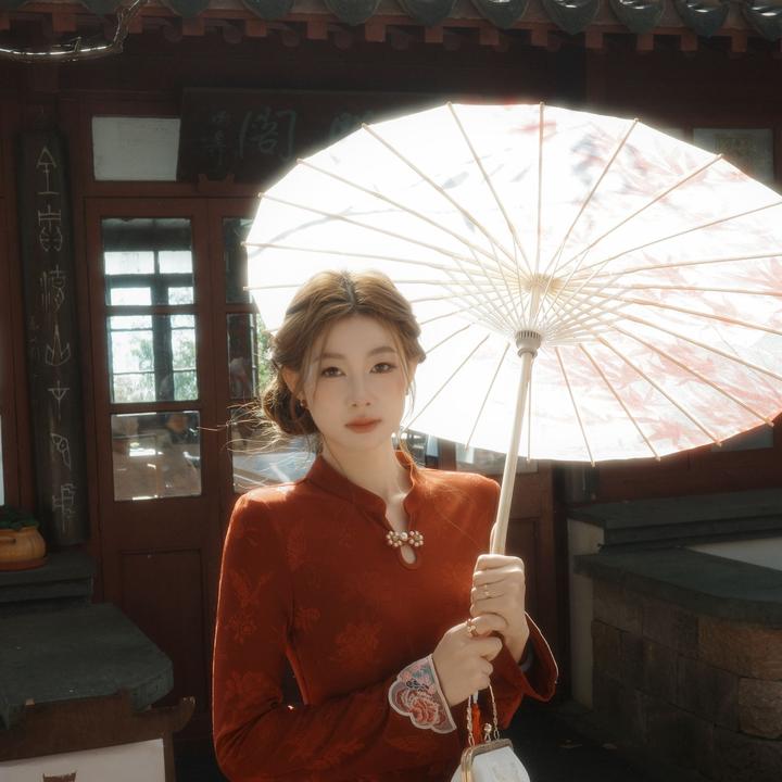 EIA一尧新中式国风【马上来财】旗袍显瘦复古秋冬显白气质红连衣裙