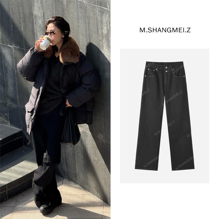 M.SHANGMEI.Z/沐熙【浓墨重彩】美大哥显瘦高街直筒牛仔裤X113261