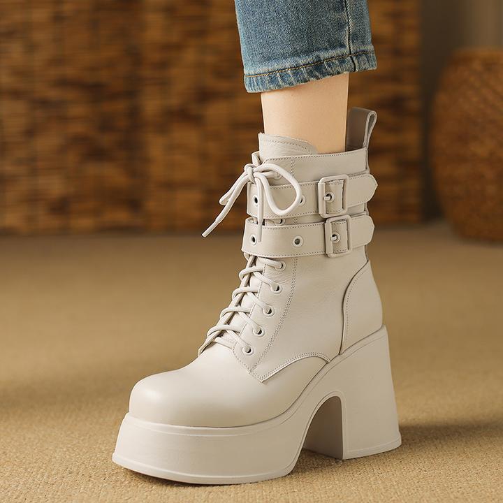 10cm防水台粗跟马丁靴小个子高跟短靴女秋冬新款超轻松糕厚底靴子