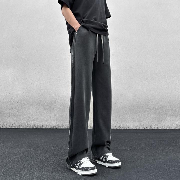 秋季款美式水洗卫裤子男生高街ins潮流直筒宽松复古做旧休闲长裤
