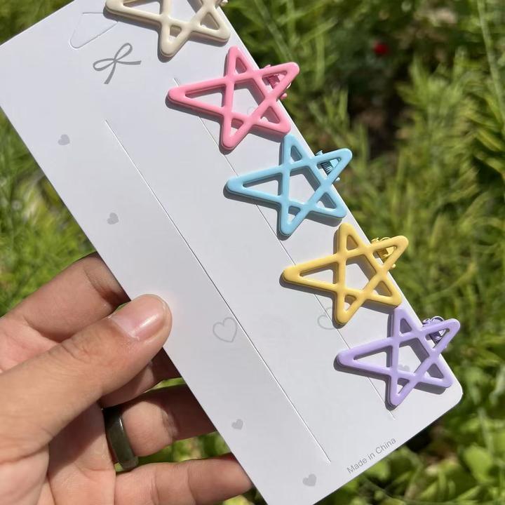 4.2cm亮油无痕镂空星星夹鸭嘴夹广东夹