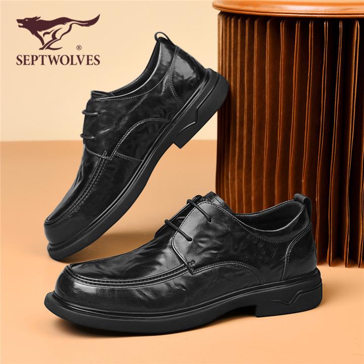 七匹狼商务正装皮鞋2025秋新款真皮软底时尚系带工作单鞋男0010