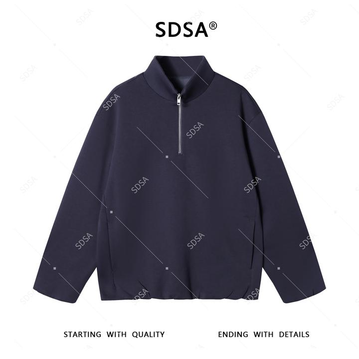 SDSA男士2025新款轻奢痞帅男装美式半拉链立领卫衣套头时尚潮牌