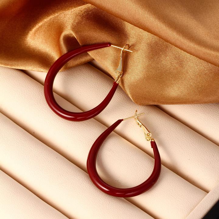 【KEFAN珂梵】百搭几何图案几何红色日韩耳环轻奢饰品法式瑞丽风