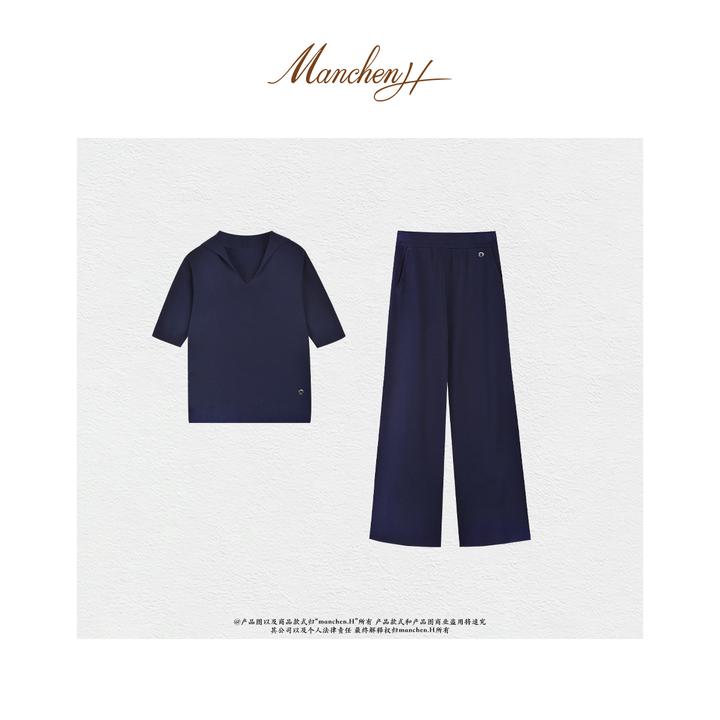 曼辰manchenh“LP索邦套装”白厂丝棉18针全精纺无缝领口高级套装