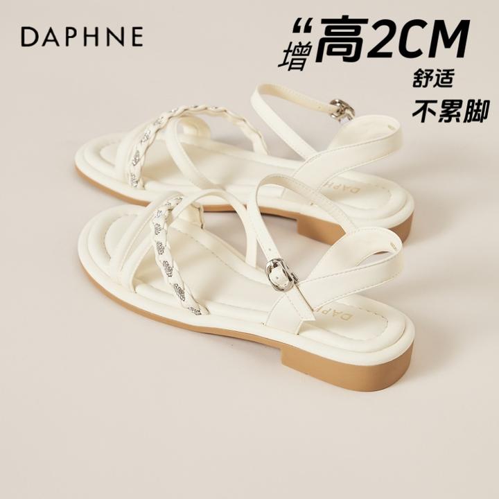 达芙妮绝美平底凉鞋女鞋子2025新款夏季法式仙女风软底一字带凉鞋