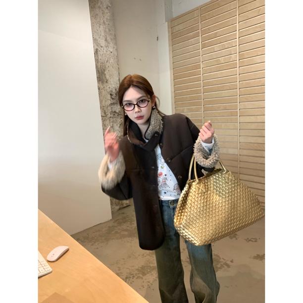 赵小小【东京日记】10069 冬季拼接毛毛宽松美拉德加厚保暖外套