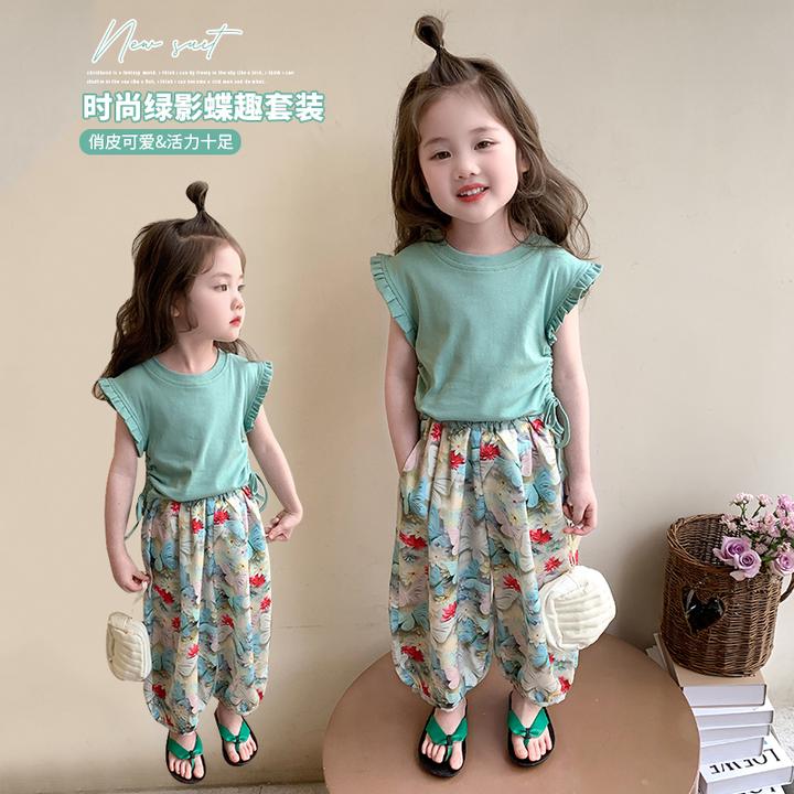甜酷女童夏季韩版休闲套装2025新款小女孩洋气炸街短袖夏装两件套