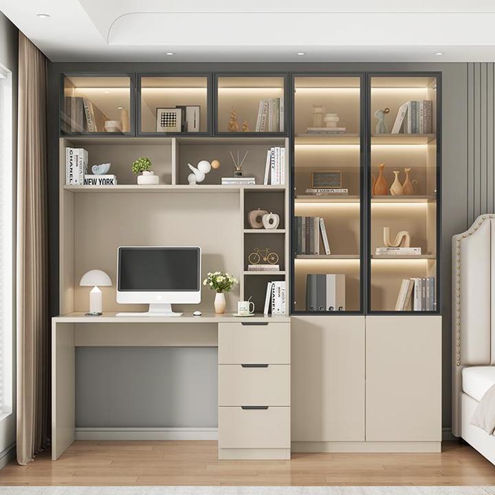 书桌书架一体桌家用电脑桌台式轻奢办公桌工作台学生学习桌写字桌