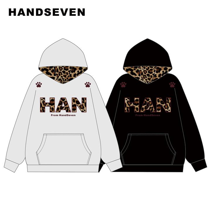 HandSeven美式2025新款重磅卫衣秋冬毛巾绣豹纹连帽卫衣冬季加厚