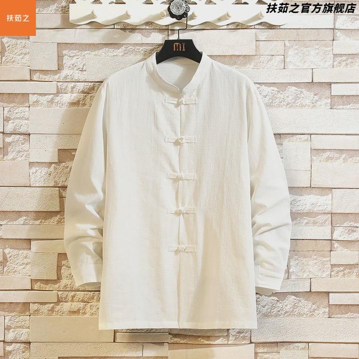 夏季薄款品质复古青年汉服中国风唐装男士盘扣纯色长袖外套中山装