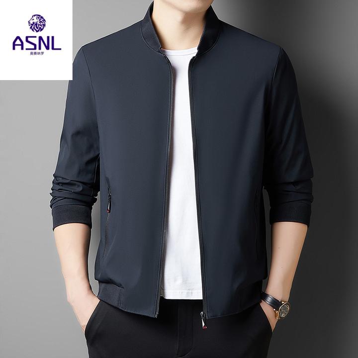 奥赛纳罗2025秋季男士夹克棒球领纯色百搭中年商务休闲行政外套
