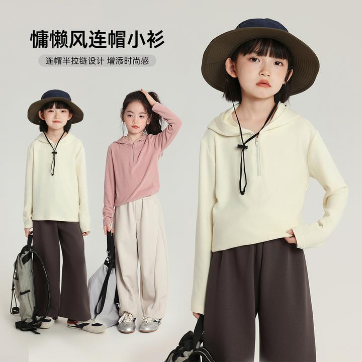 布丁哈鲁【奶油草莓】女童秋季圆领长袖慵懒风T恤2025新款G53TW289