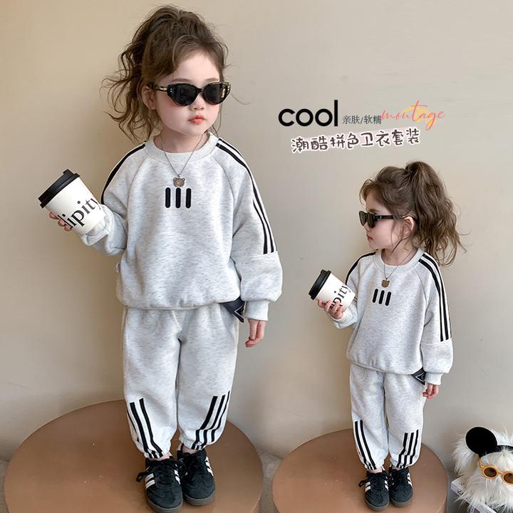 现货爆款儿童卫衣套装2025新款中大童春秋款韩版运动女孩潮酷休闲