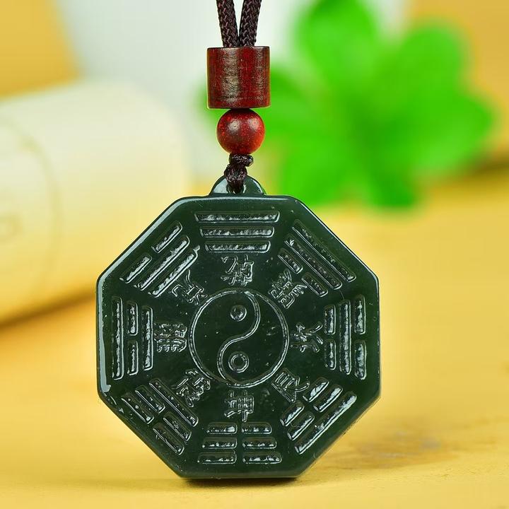 和田玉仿古八卦玉佩吊坠双面精雕男女款精致时尚玉八卦玉坠挂件