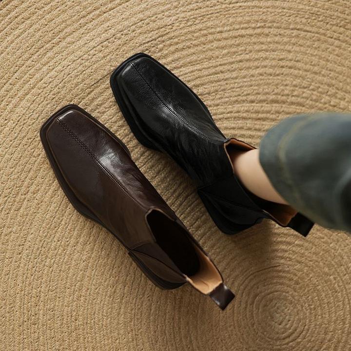 英伦风方头切尔西靴女粗跟2025新款真皮马丁靴复古短靴中跟瘦瘦靴