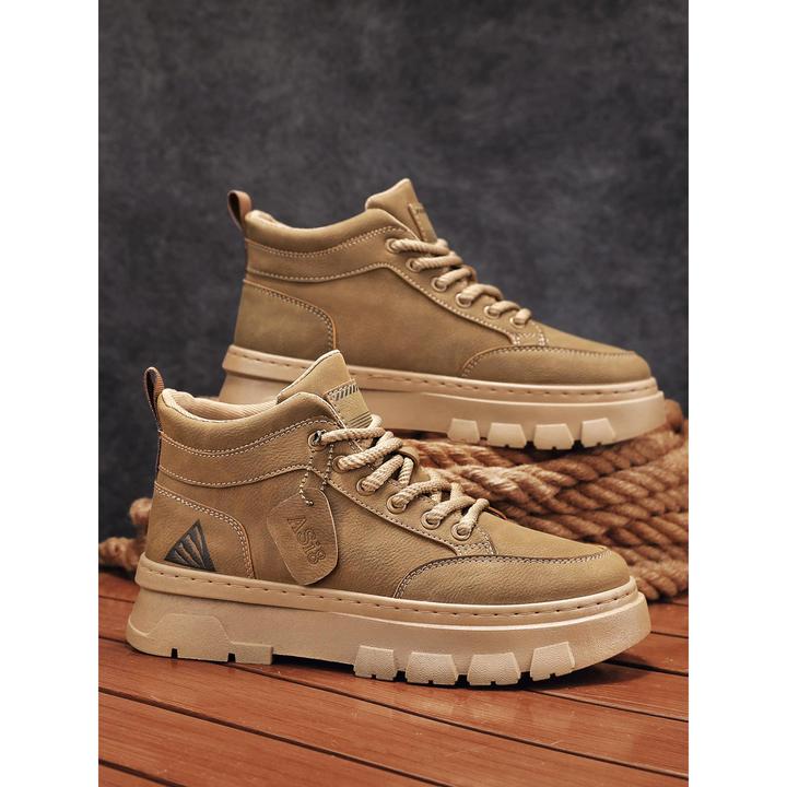 欧洲站轻奢潮牌来袭~高帮秋季皮面防滑中帮短靴厚底工装马丁靴